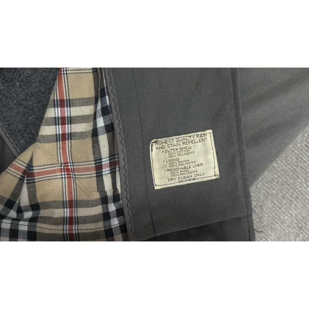 Vintage Bradley Jons Trench Coat Mens 40 Gray Belted Wool‎ Liner Rain Classic